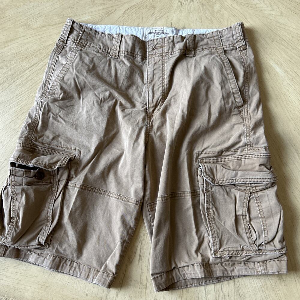 Hollister Khaki Tan Cargo Shorts Men 33 Vintage Beach Summer Skate Y2K - Picture 2 of 7